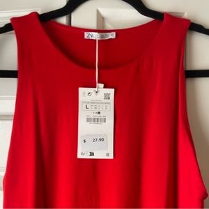 Zara Red Tank Dress - Size L - NWT